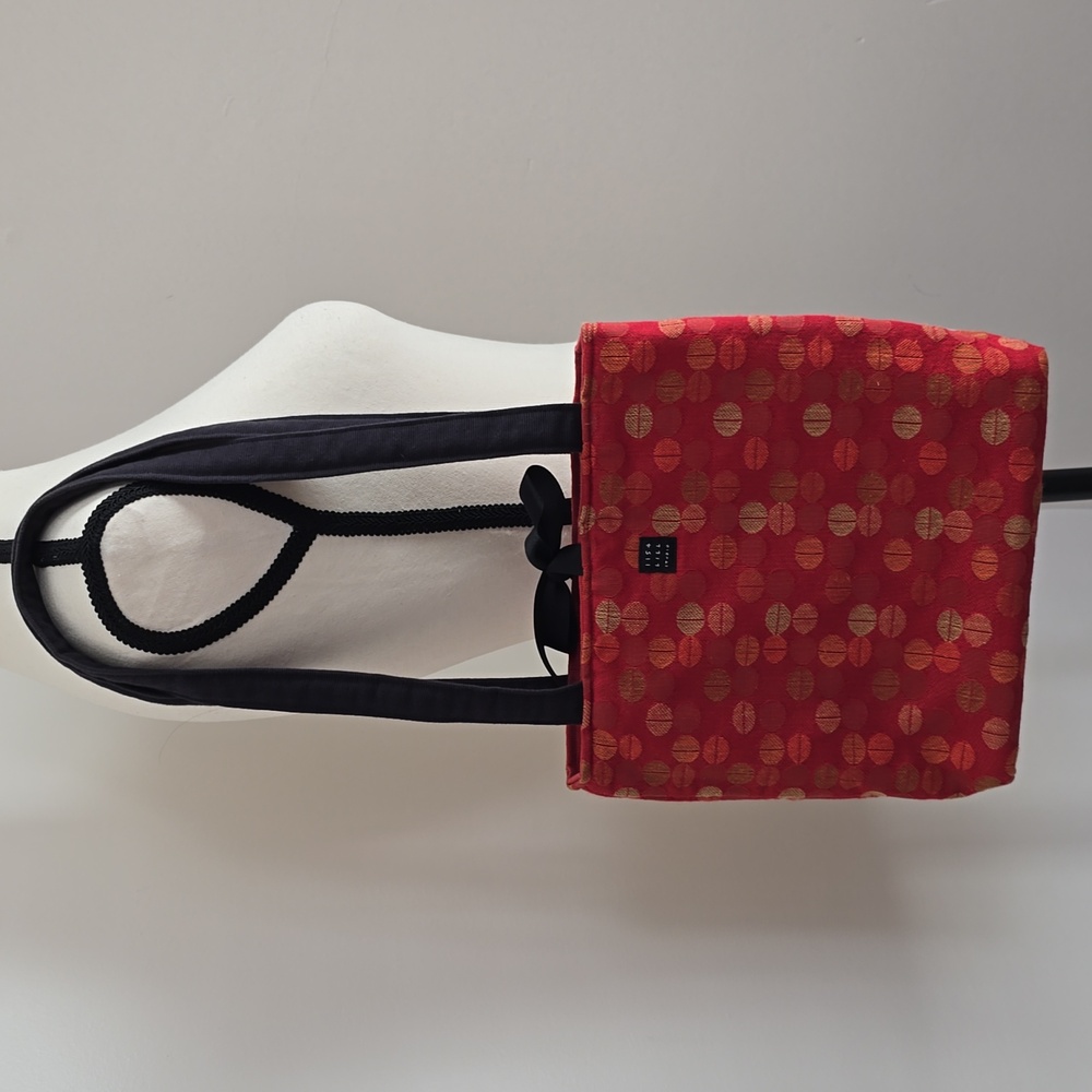 1154 Lill Studio Reversible Red and Black Patterned Cloth Tote